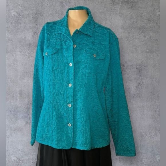 Chico’s Textured Button-Up Shirt – Size 2 - Picture 1 of 6